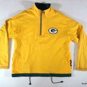 Vintage 90s NFL Mirage Green Bay Packers Jacket Adult Sz 2XL Reversible 1/4 Zip